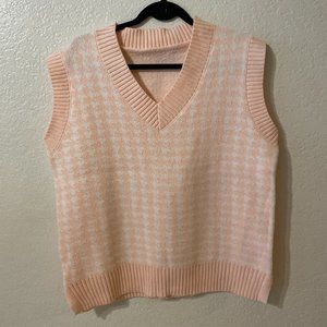 Pink Houndstooth Sweater Vest - Size M/L